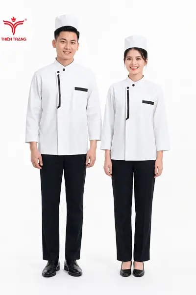Đồng phục đầu bếp nhà hàng TTNHADBNH1 màu trắng