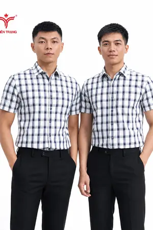 Đồng phục sơ mi sọc caro tay ngắn