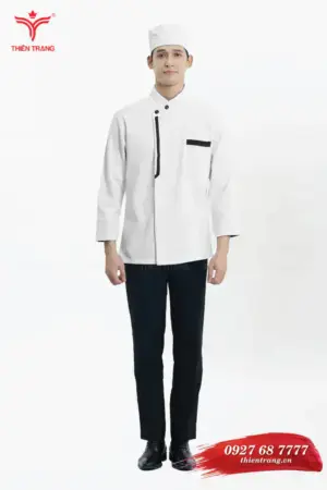 Đồng phục đầu bếp nhà hàng TTNHADBNH1 màu trắng