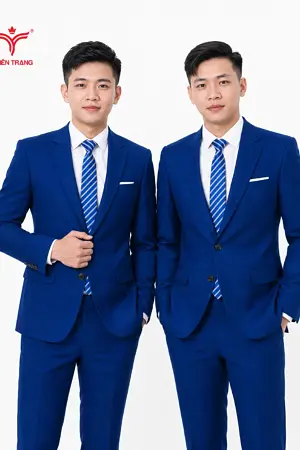 Đồng phục vest nam 2 khuy màu xanh coban