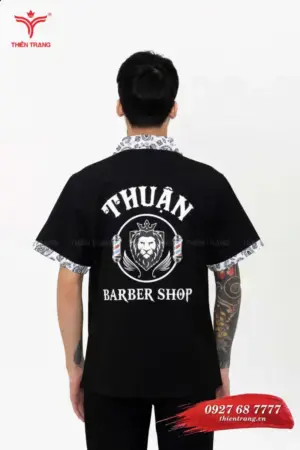 Áo sơ mi barber TTBBESMBB24 màu đen hoa văn