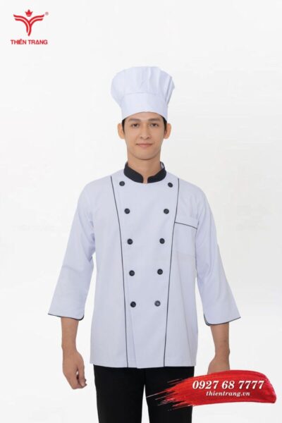 Chân dung đồng phục bếp khách sạn TTKSADBKS1 màu trắng