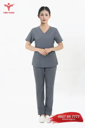 Đồng phục kỹ thuật viên spa màu ghi xám TTSPAKTV3