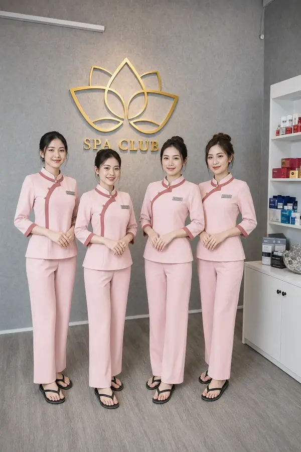 Đồng phục kỹ thuật viên spa màu ghi xám TTSPAKTV3