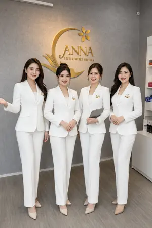 Đồng phục spa vest trắng lễ tân cao cấp