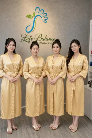 Áo choàng spa lụa dài tay lửng