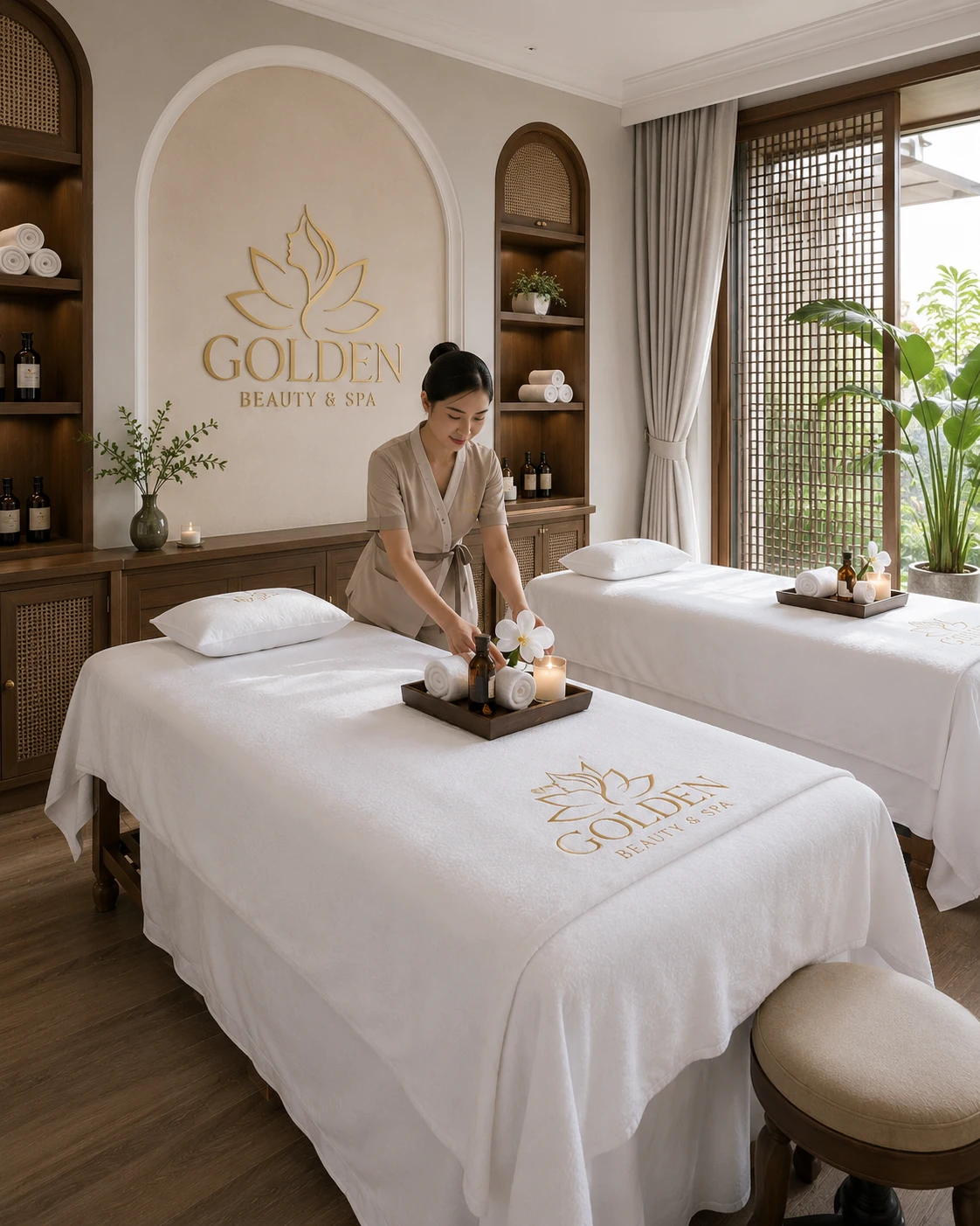 Khăn trải giường spa TTSPAKTG4 màu tím 1 Khăn trải giường spa TTSPAKTG4 màu tím