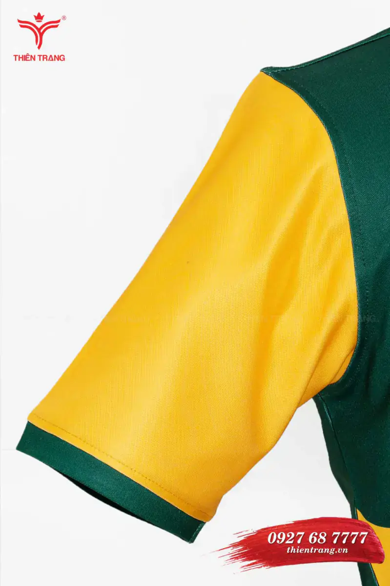Áo polo đồng phục quán cafe TTCFEATCBF63 màu xanh lá phối vàng - Ảnh 4