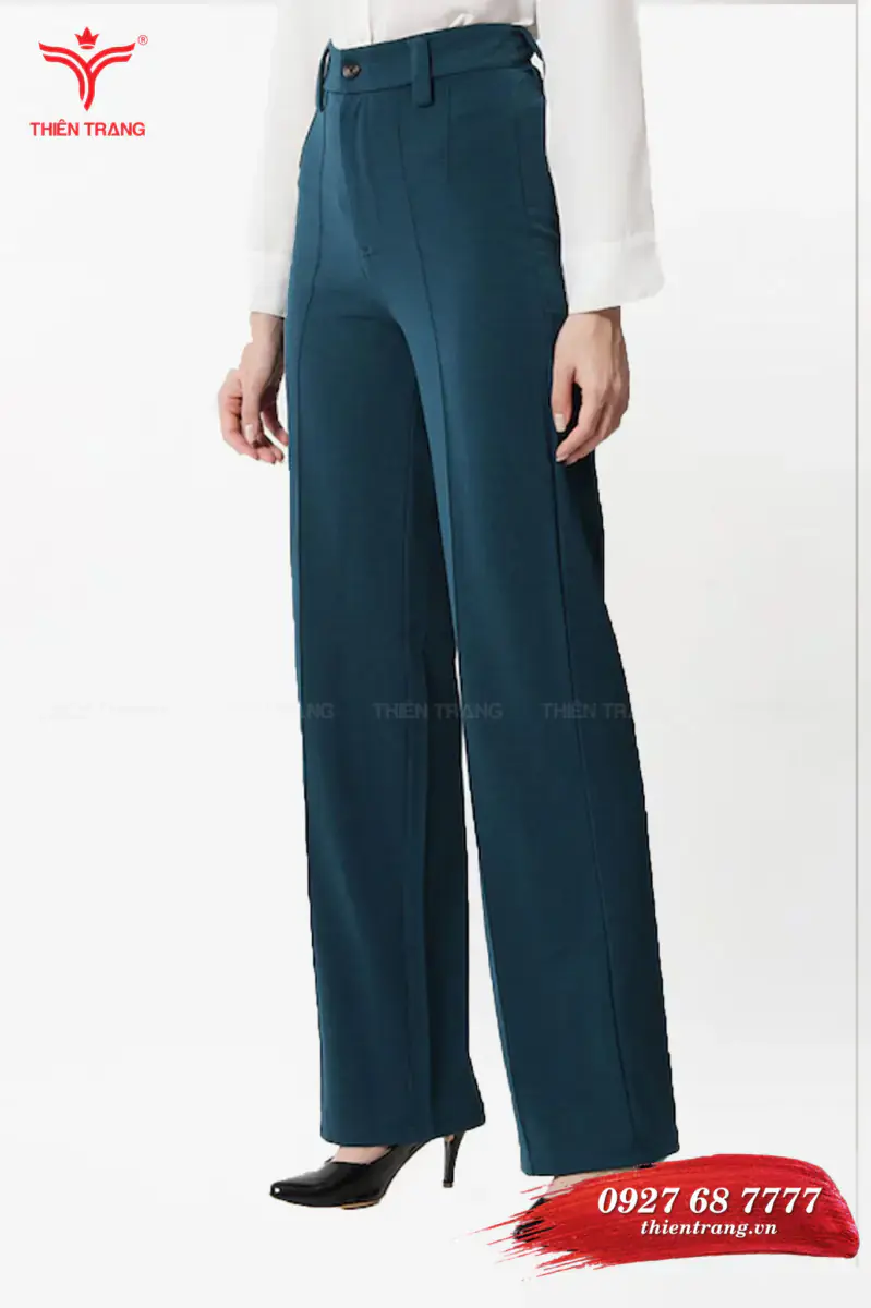 Chi tiết 1 quần Tây đồng phục nữ doanh nghiệp TTDNGQT51 màu xanh dương đậm