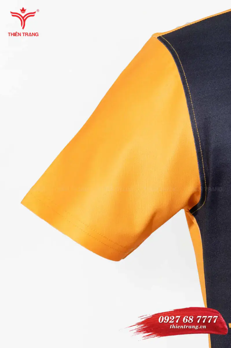 Áo polo đồng phục quán cafe TTCFEATCBF21 màu đen phối cam - Ảnh 4