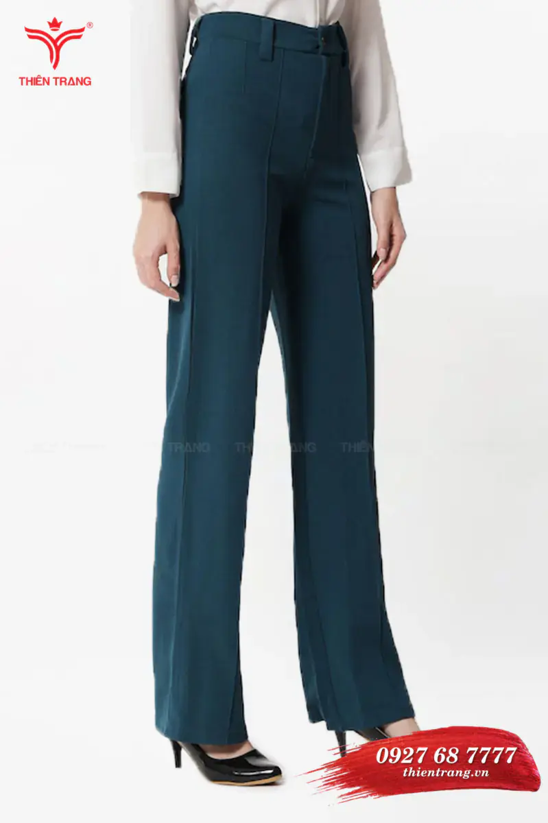Chi tiết 2 quần Tây đồng phục nữ doanh nghiệp TTDNGQT51 màu xanh dương đậm
