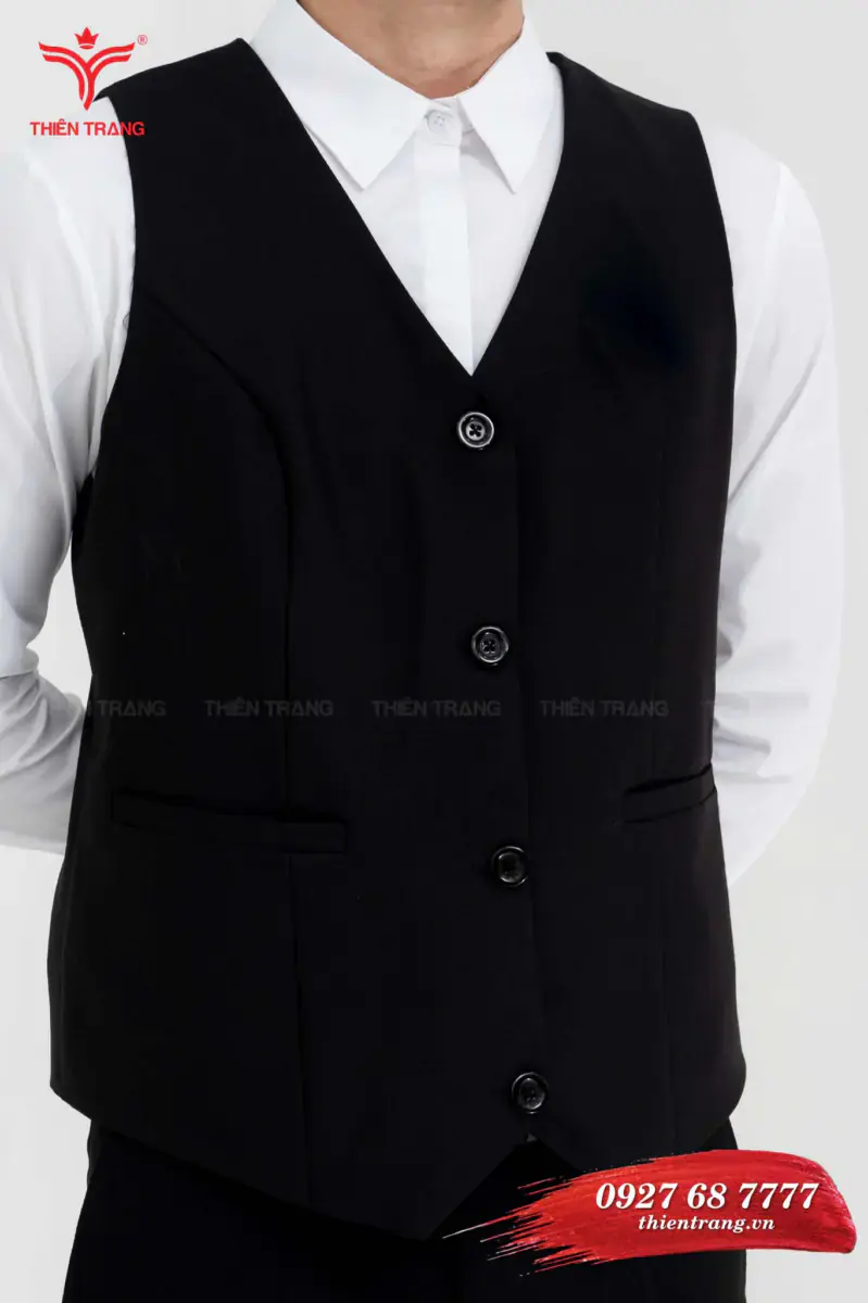 Chi tiết đồng phục áo gile TTDNGAGLM2 màu đen