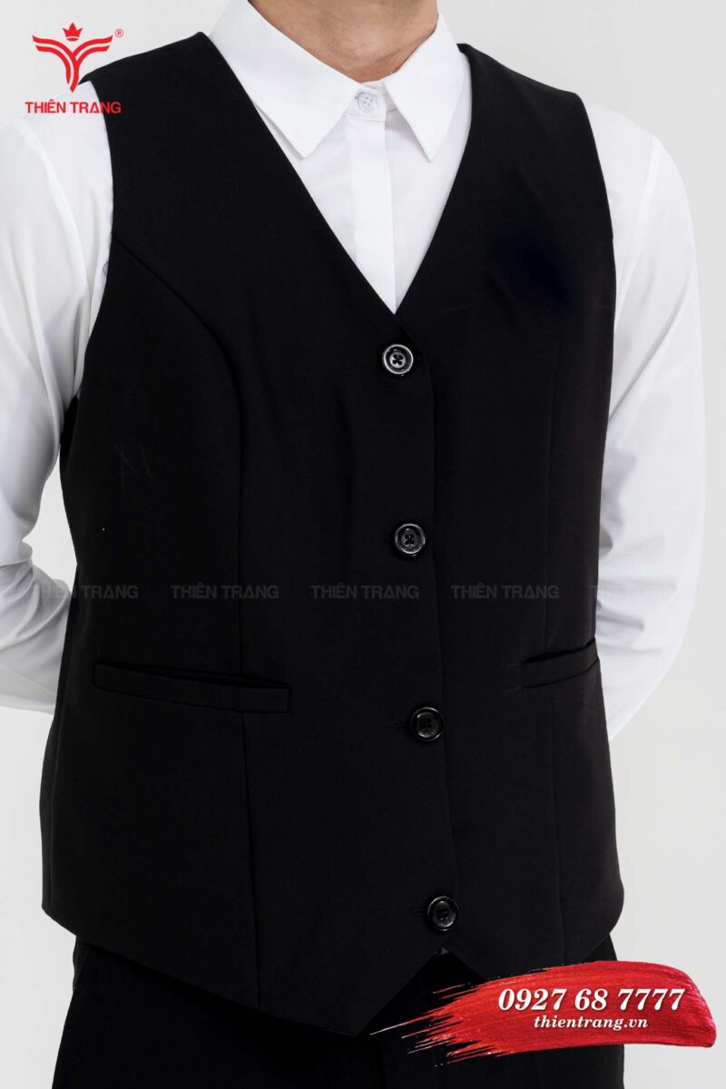 Chi tiết đồng phục áo gile TTDNGAGLM2 màu đen