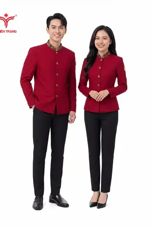 Đồng phục nhà hàng Hoa TTNHANHHM7 màu đỏ