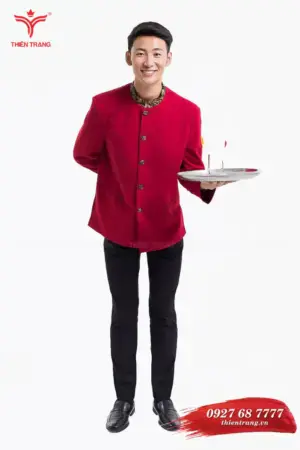 Đồng phục nhà hàng Hoa TTNHANHHM7 màu đỏ