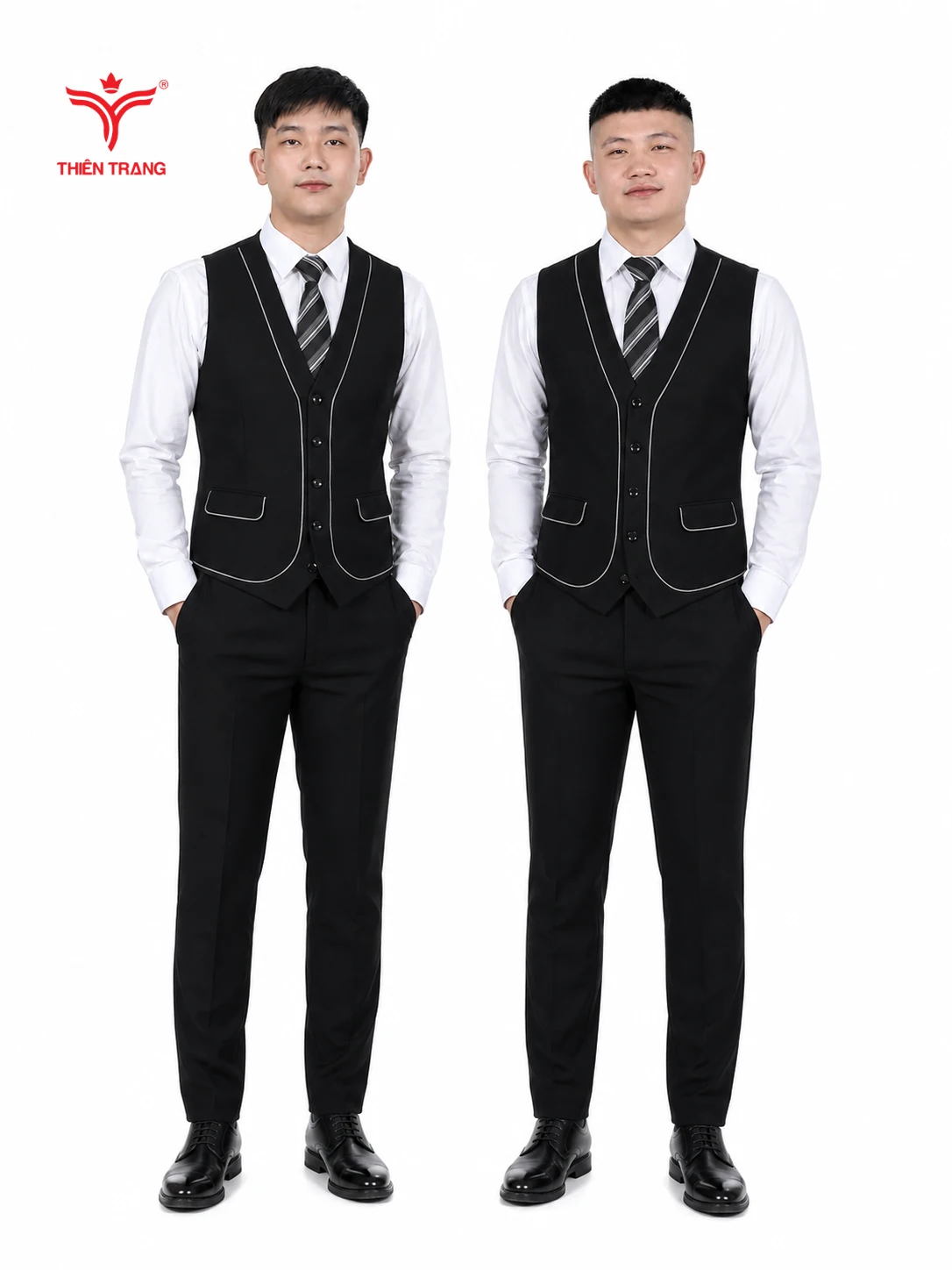 Đồng phục gile nam phối viền trắng - Ảnh 2