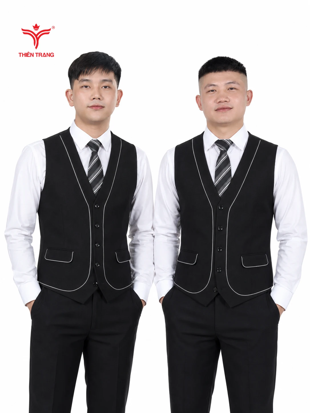 Đồng phục gile nam phối viền trắng