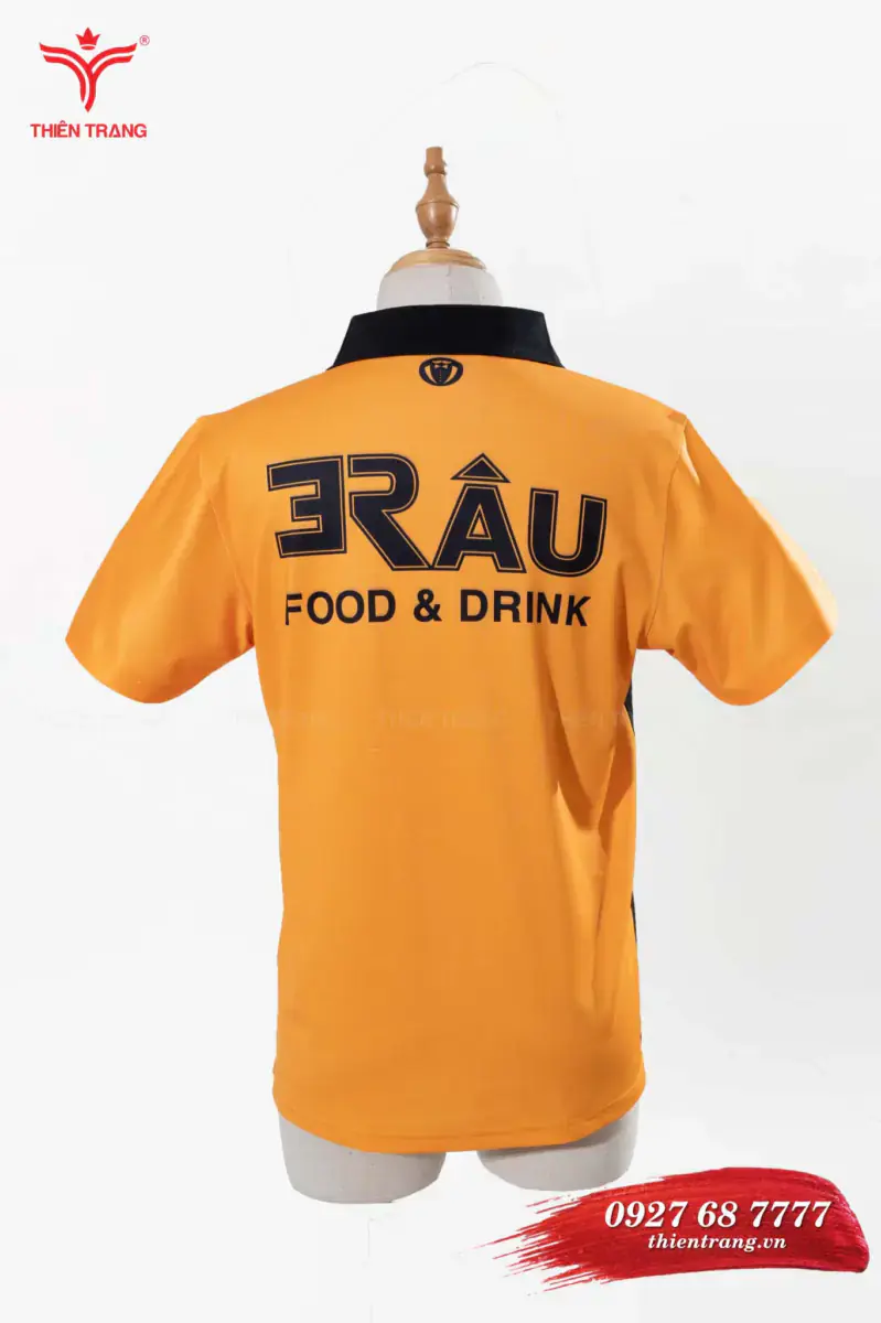 Áo polo đồng phục quán cafe TTCFEATCBF21 màu đen phối cam - Ảnh 2