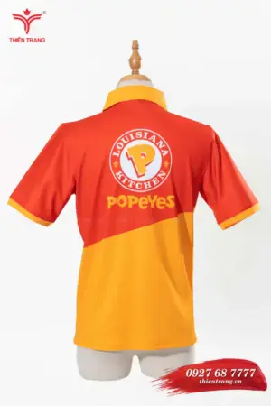 Alternative view of Áo polo đồng phục quán cafe TTCFEATCBF90 màu cam phối đỏ