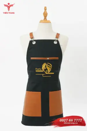 Tạp dề salon TTHSLTD26 màu đen phối da