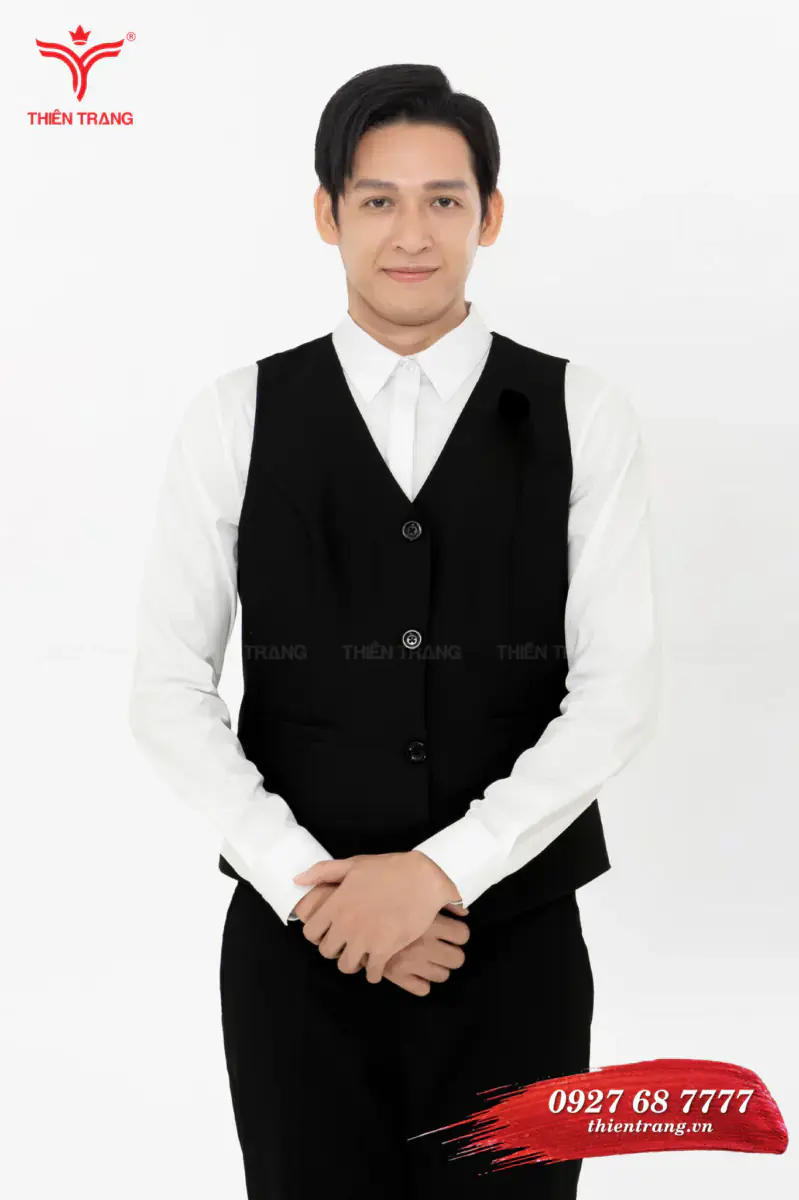 Trước đồng phục áo gile TTDNGAGLM2 màu đen