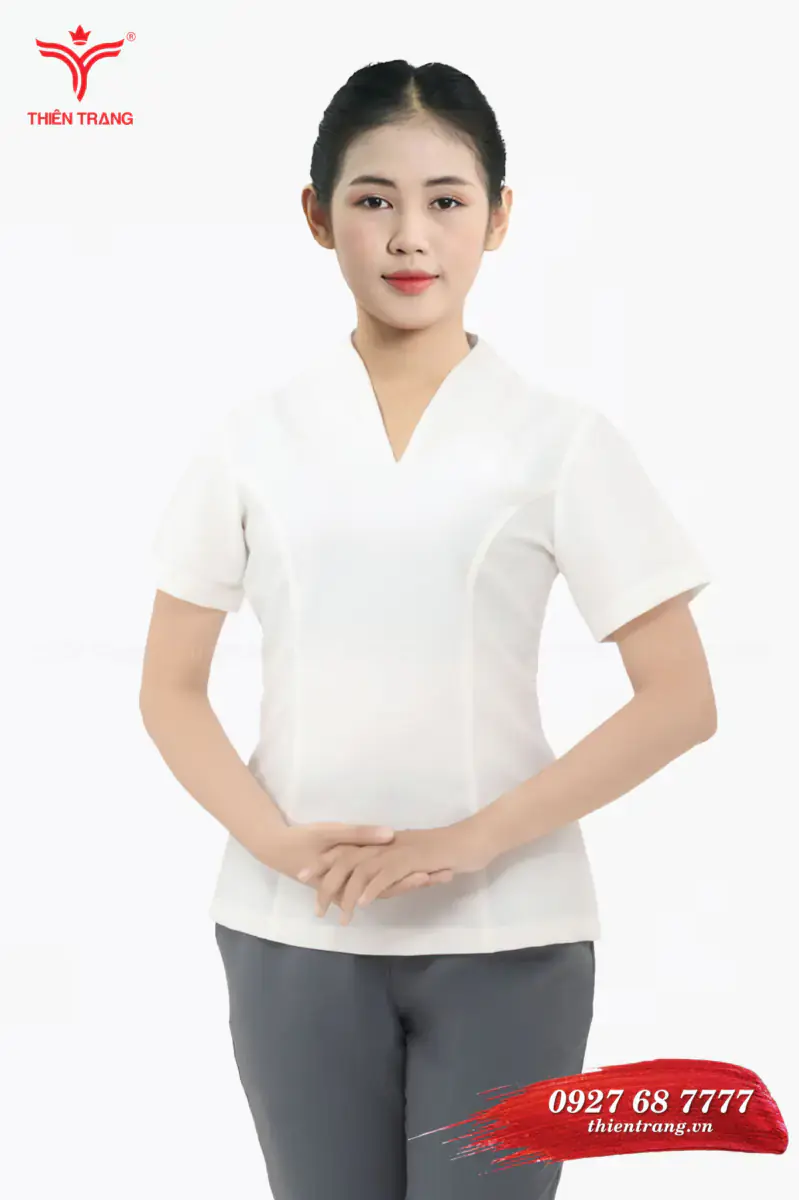 Trước đồng phục wellness khách sạn TTKSAWNWM1 màu trắng