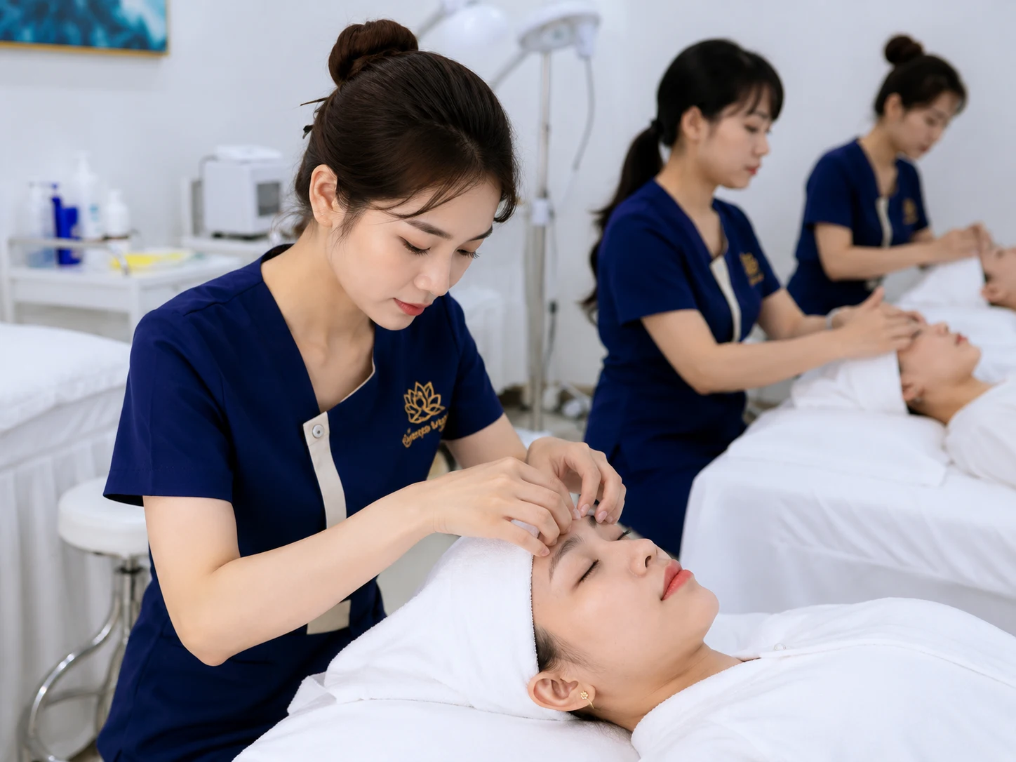 Đồng phục spa màu xanh