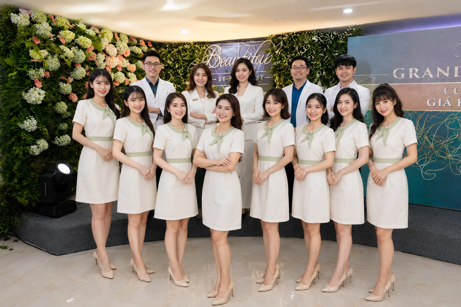 Đồng phục spa màu xanh