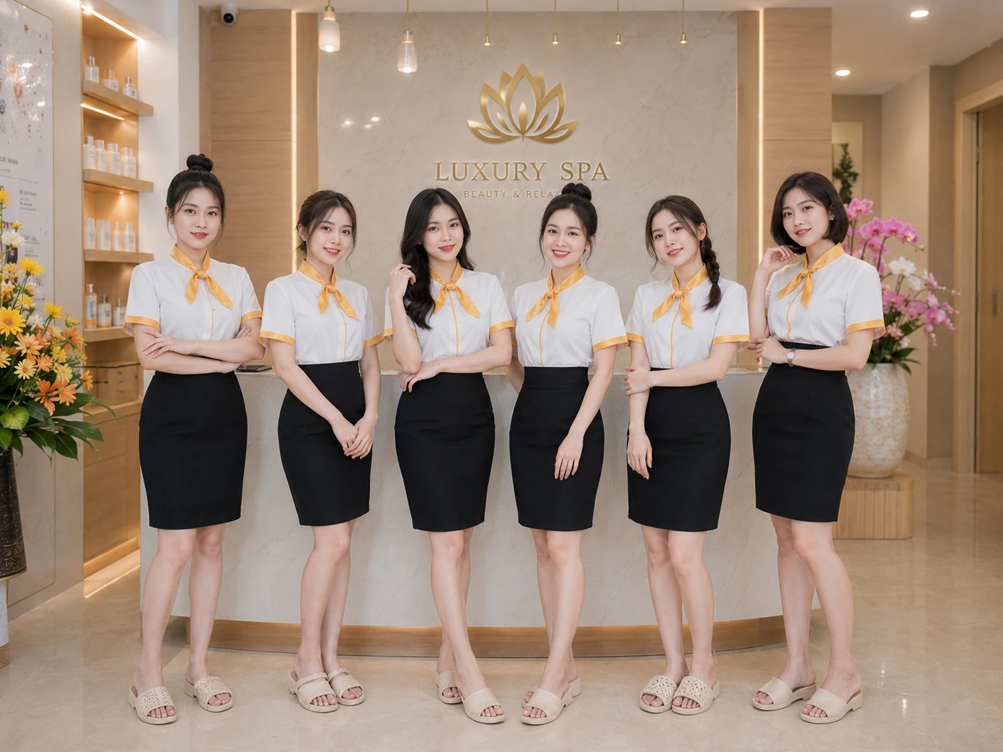 Đồng phục spa màu xanh