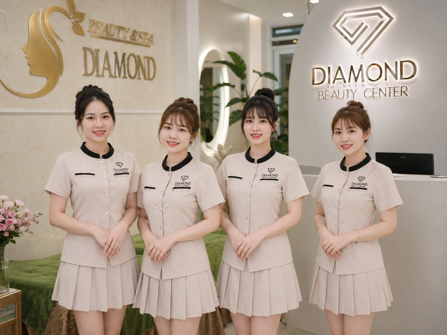 Đồng phục spa màu xanh