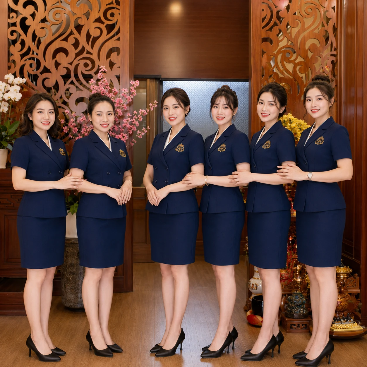 Đồng phục spa màu xanh