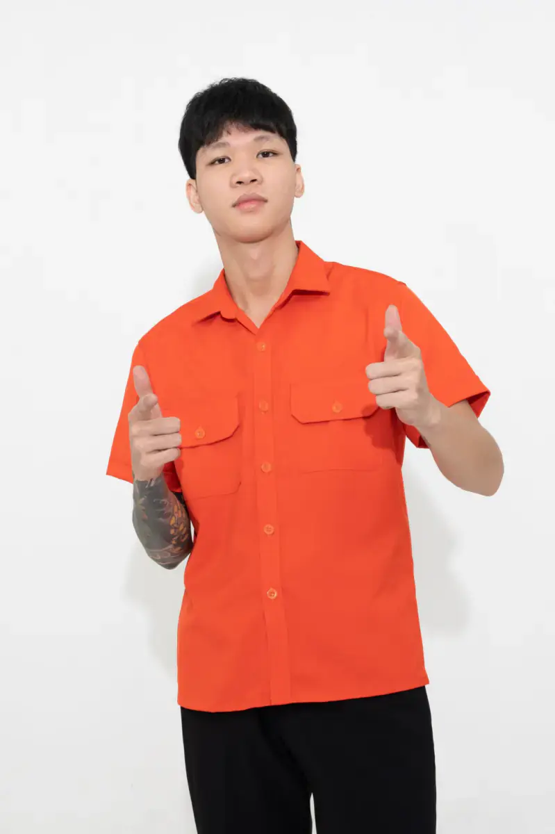 Đồng phục barber shop mẫu màu cam