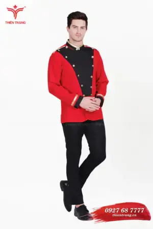 Đồng phục Bell khách sạn TTKSABLL71 màu đỏ phối đen