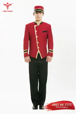 Đồng phục Bell khách sạn có nón TTKSABLL7 màu đỏ