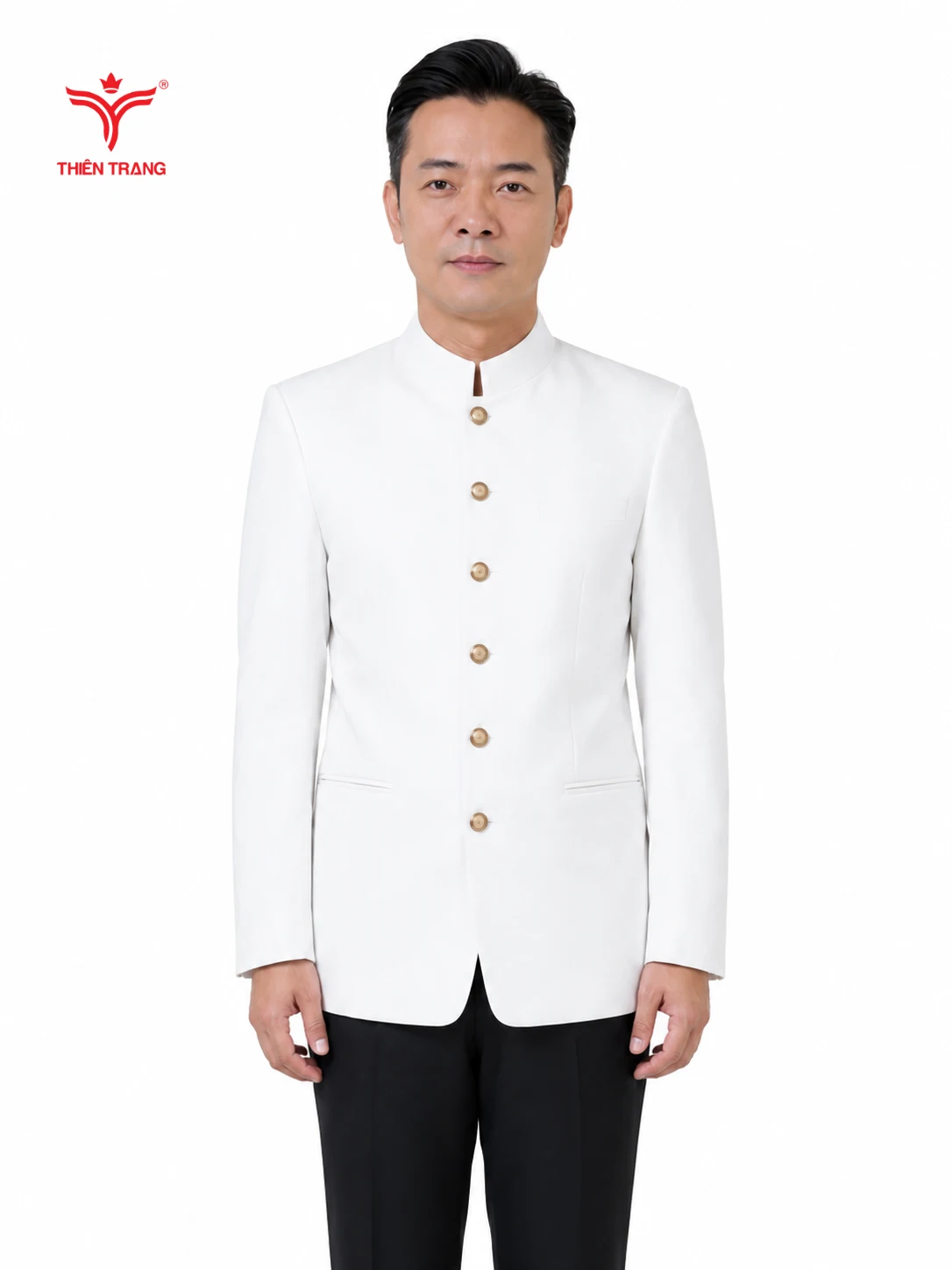 Đồng phục bellboy cổ đứng màu trắng