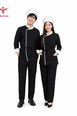 Đồng phục bếp khách sạn TTKSADBKS12 màu trắng sọc caro