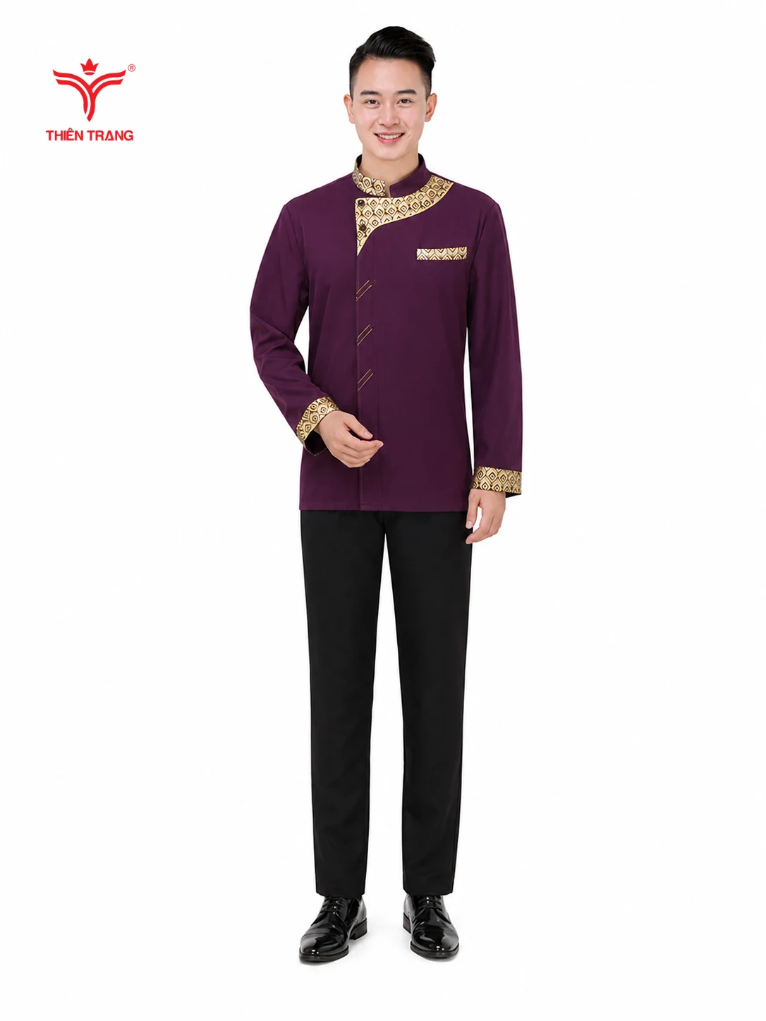 Đồng phục bellman màu tím phối viền thổ cẩm - Ảnh 2