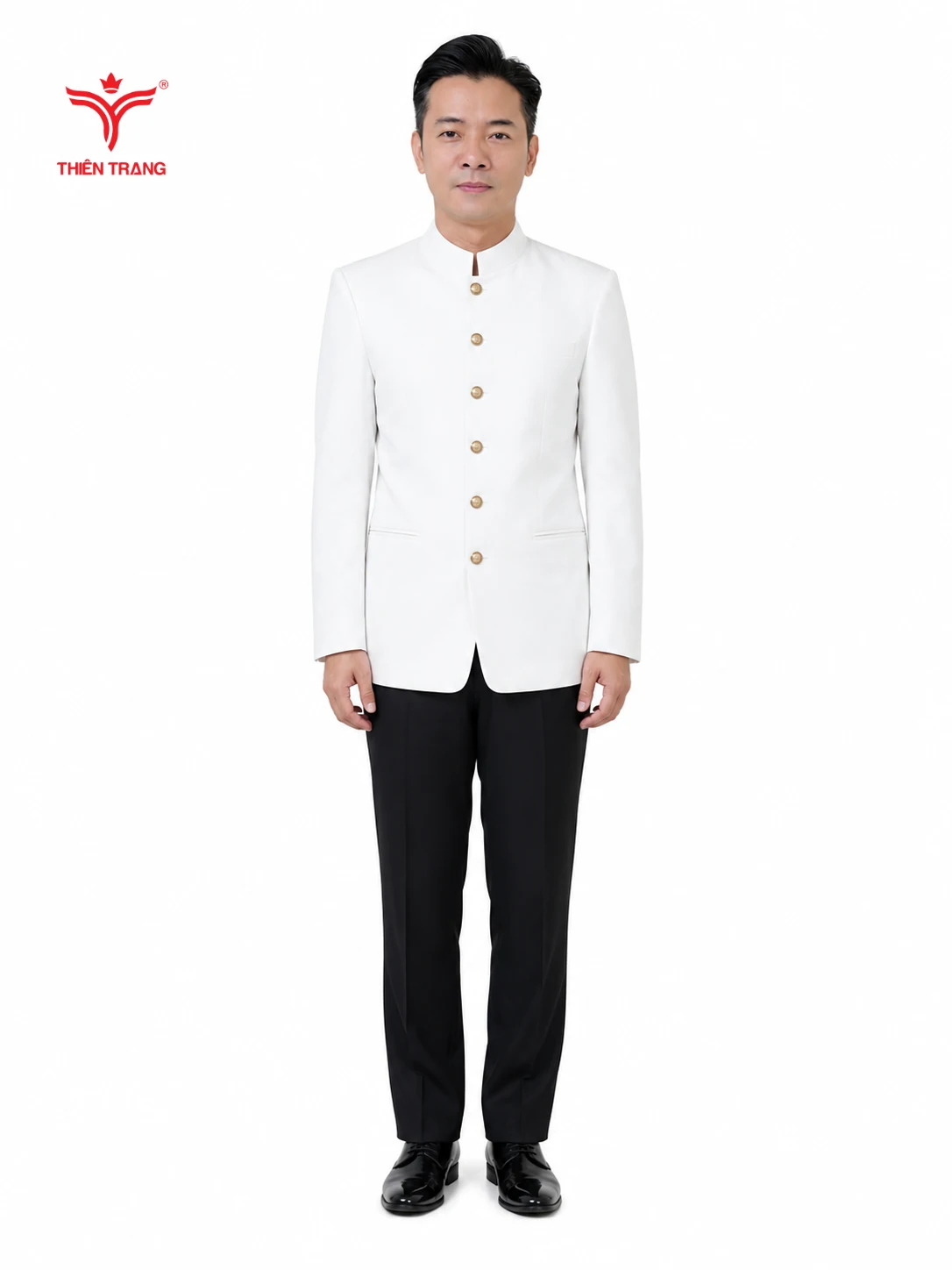 Đồng phục bellboy cổ đứng màu trắng - Ảnh 2