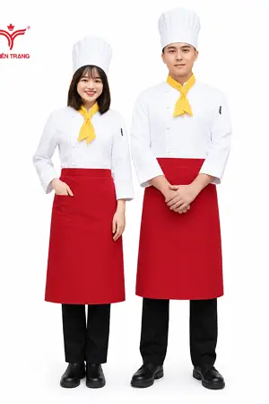 Đồng phục bếp khách sạn nữ TTKSADBKSWM53 màu xanh dương nhạt