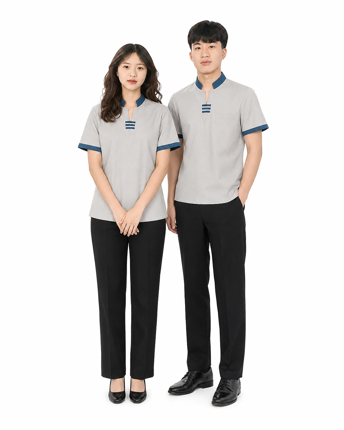 Đồng phục buồng phòng cổ lãnh tụ xẻ chữ V - Ảnh 2