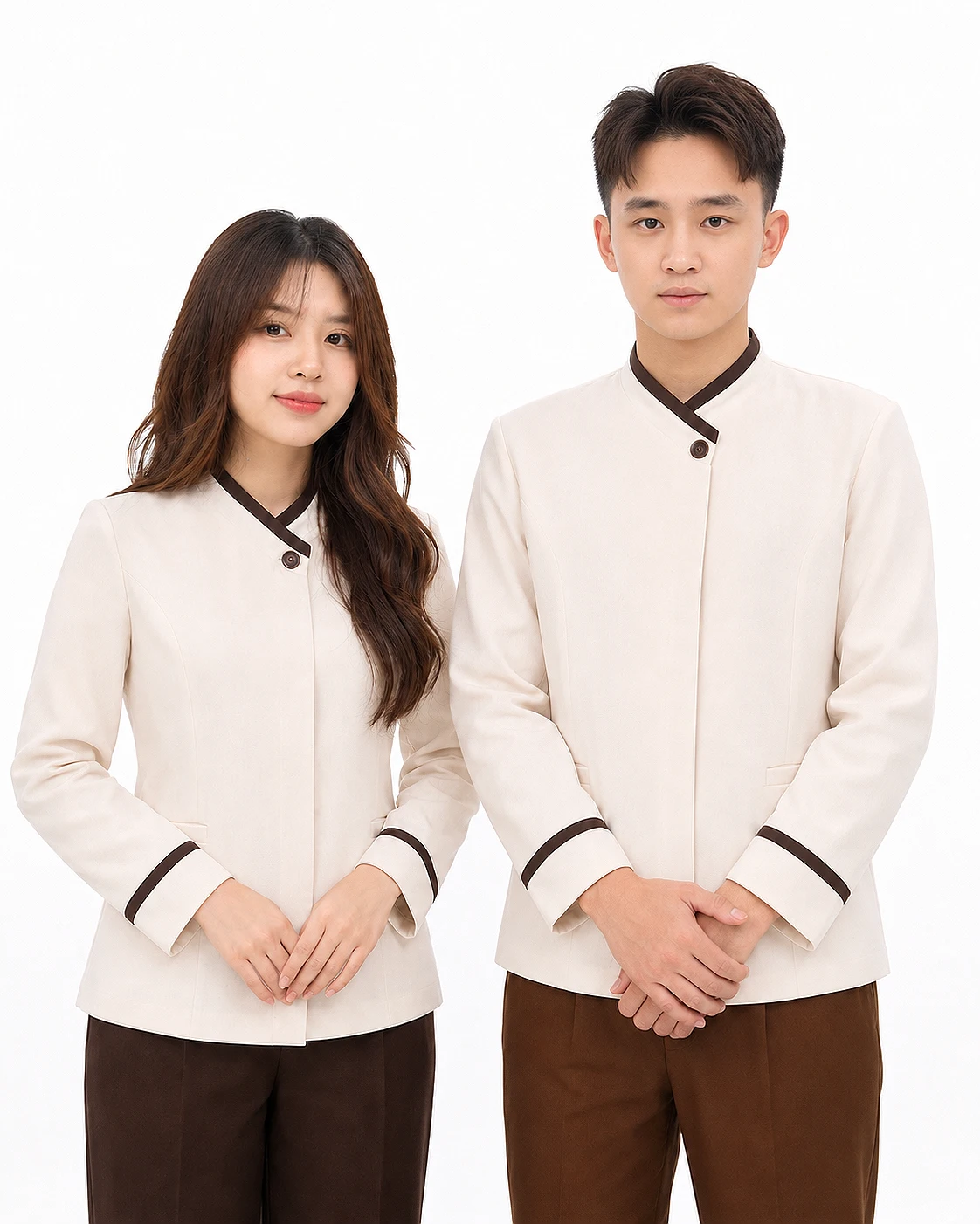 Đồng phục buồng phòng màu kem tay dài