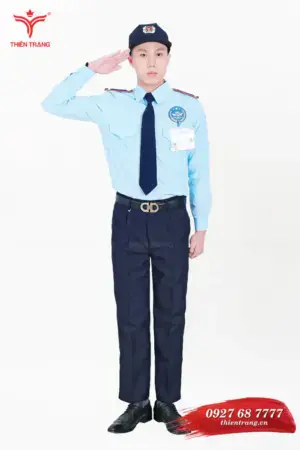 Đồng phục bảo vệ khách sạn có nón TTKSABV53 màu xanh dương nhạt