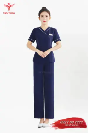 Đồng phục buồng phòng khách sạn TTKSABP51 màu xanh dương đậm