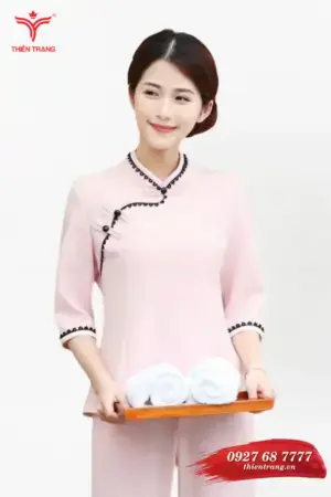 Đồng phục buồng phòng khách sạn TTKSABP8 màu hồng