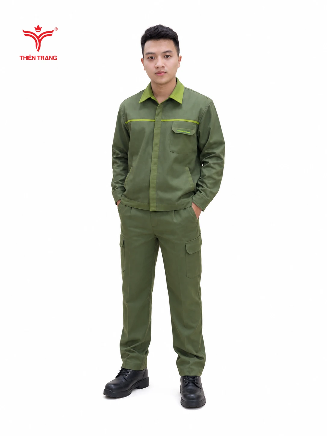Đồng phục chăm sóc cây xanh cổ Đức màu xanh rêu - Ảnh 2