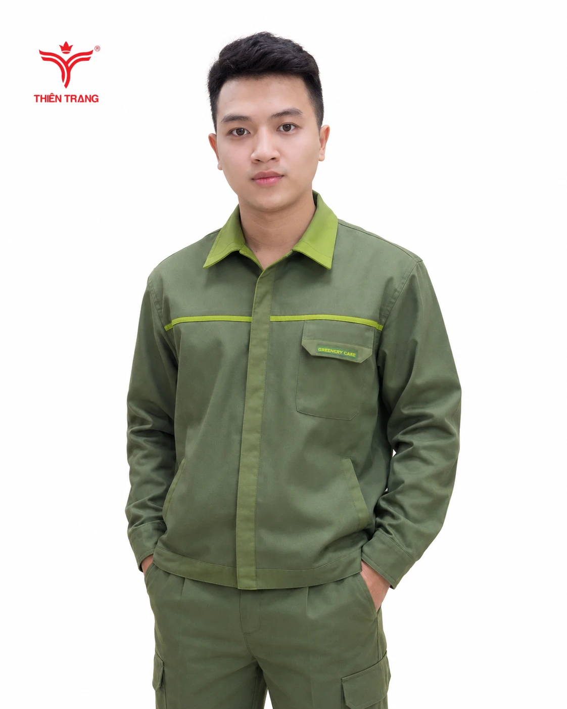 Đồng phục chăm sóc cây xanh cổ Đức màu xanh rêu