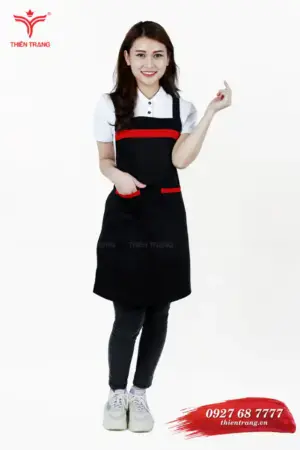 Tạp dề dài nail TTTNSTDD21 màu đen phối đỏ