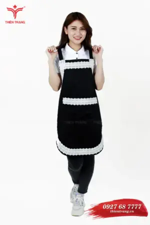 Tạp dề dài nail TTTNSTDD28 màu đen phối trắng