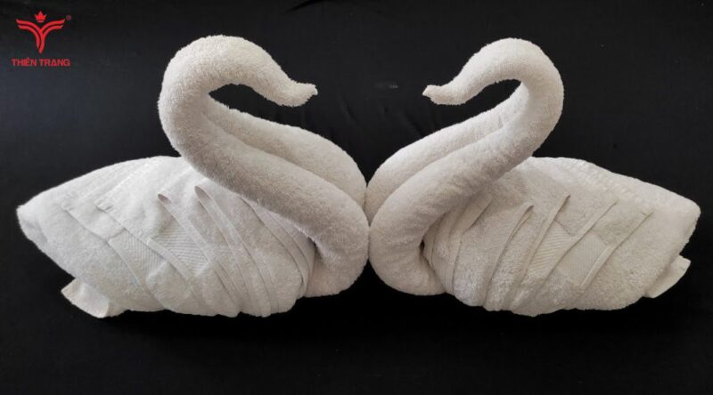 Cách gấp khăn spa hình thiên nga