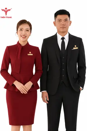 Đồng phục lễ tân peplum tinh tế tôn dáng